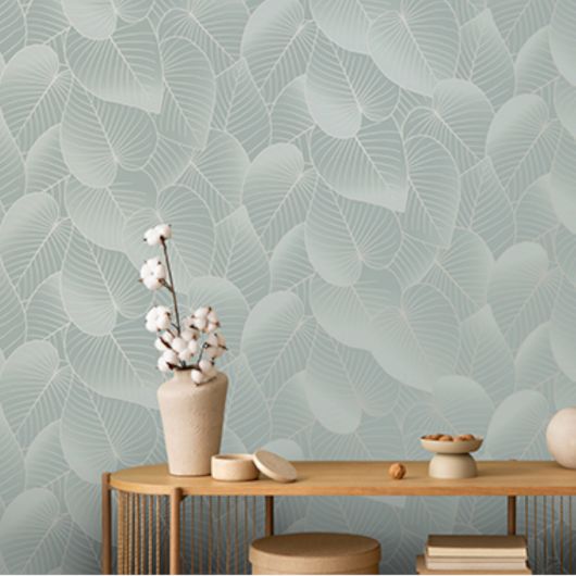 Papier peint vinyle sur intissé graphique vert FEUILLES - Botanique par Ugepa - B21214