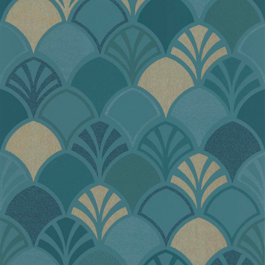 Papier peint expansé sur intissé graphique bleu et doré SCANDI  - Scandinave par Lutèce - 51161613