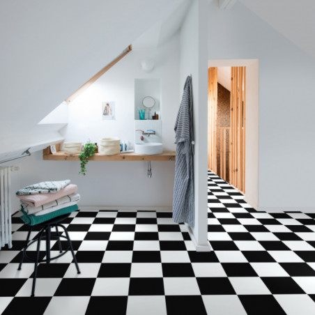 Sol Vinyle/PVC - 2m - damier noir et blanc noir et blanc MODENA 901D Optima par Beauflor Sol Vinyle/PVC - 2m - damier noir et blanc noir et blanc MODENA 901D Optima par Beauflor