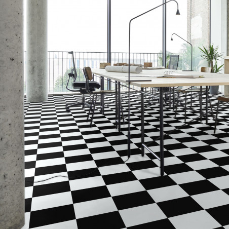 Sol Vinyle/PVC - 4m - damier noir et blanc ALMERIA T99 Zebra par IVC Sol Vinyle/PVC - 4m - damier noir et blanc ALMERIA T99 Zebra par IVC