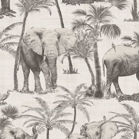 Papier peint intissé ethnique gris ELEPHANTS - Arthouse par Ugepa - A34209