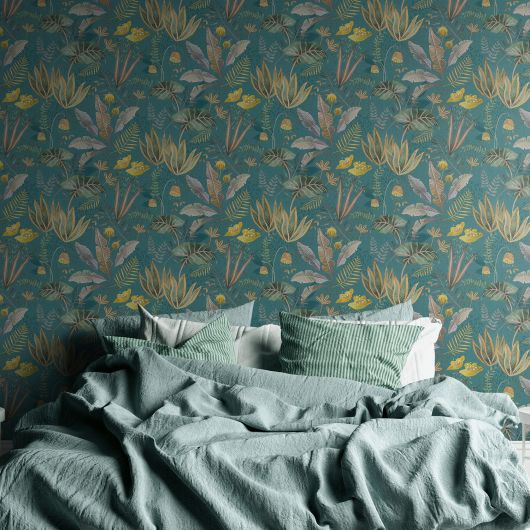 Papier peint intissé végétal jaune et vert ARTY FOLIA - Livingwalls par As Creation - 39348-3