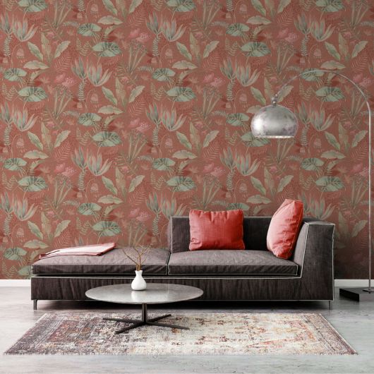 Papier peint intissé végétal rose et vert ARTY FOLIA - Livingwalls par As Creation - 39348-2