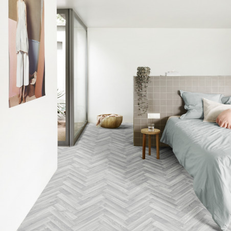 Sol Vinyle/ PVC - 4m - parquet chevron chêne gris OAK 907M - Optima Dynasty par Beauflor