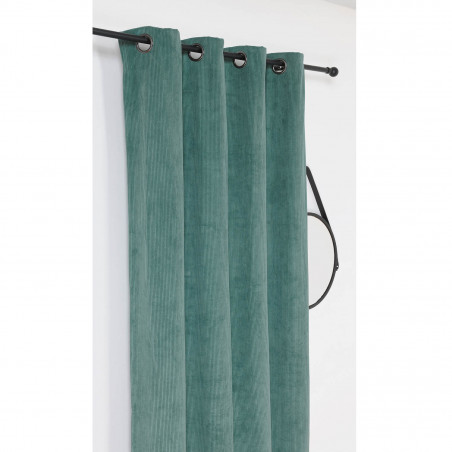Prêt-à-Poser rideau - 140cmx260cm - uni velours côtelé bleu vert ALBERTA par Linder Prêt-à-Poser rideau - 140cmx260cm - uni velours côtelé bleu vert ALBERTA par Linder