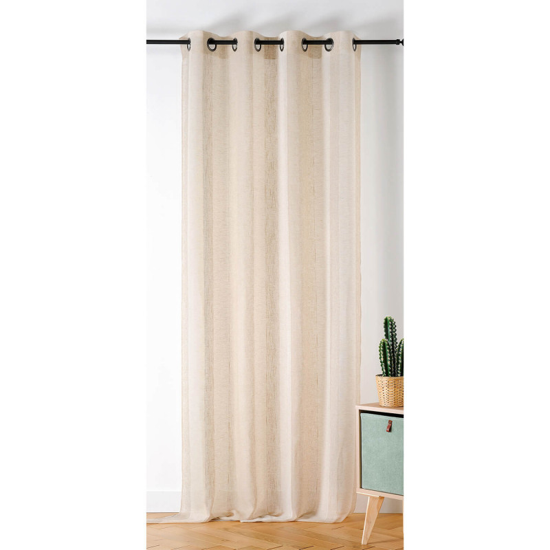 Prêt-à-Poser voilage - 140cmx280cm - rayures lin et blanc KANSAS par Linder