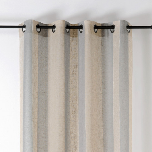 Prêt-à-Poser voilage - 140cmx280cm - rayures lin et gris KANSAS par Linder