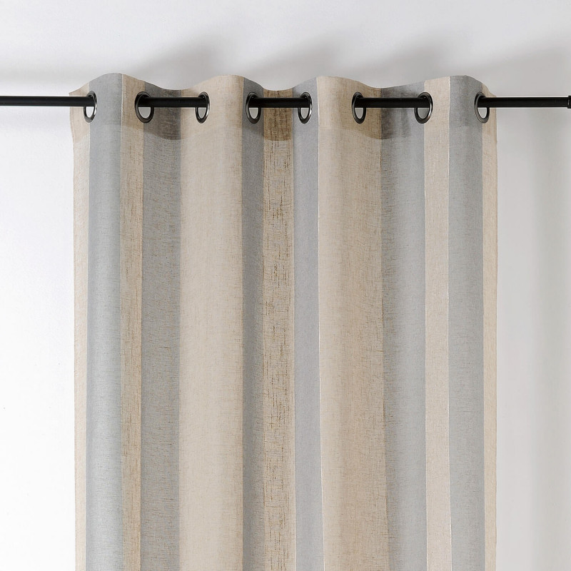 Prêt-à-Poser voilage - 140cmx280cm - rayures lin et gris KANSAS par Linder