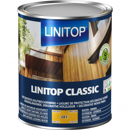 Lasure boiserie extérieure 0,5L Chêne clair 281 satin - Classic par Linitop Lasure boiserie extérieure 0,5L Chêne clair 281 satin - Classic par Linitop