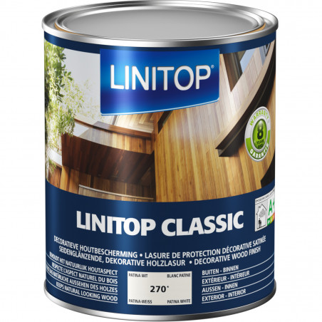 Lasure boiserie extérieure 1L Blanc patine 270 satin - Classic par Linitop