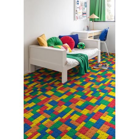 Sol Vinyle/PVC - 2m - tapis de jeux multicolore BLOCKS T87 - Smart Atento par IVC