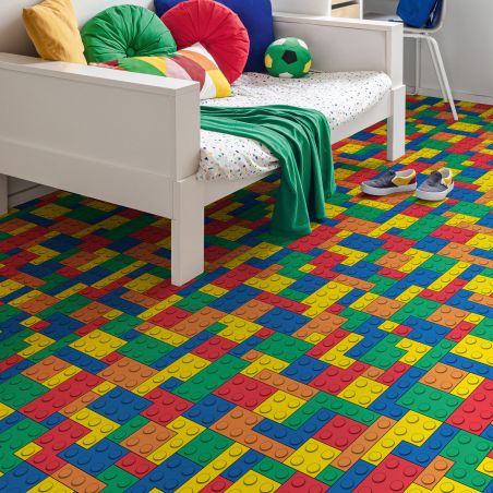 Sol Vinyle/PVC 2m tapis de jeux multicolore BLOCKS T87