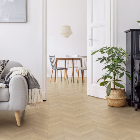 Sol Vinyle/PVC - 4m - parquet chevron naturel AZAY CREAM - Primetex  par Gerflor