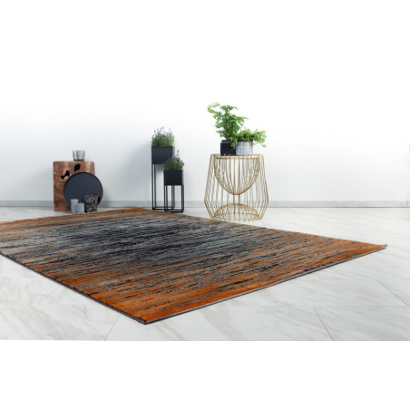 Tapis de salon - 160x230cm - Contemporain gris, noir et orange Pablo par Lalee