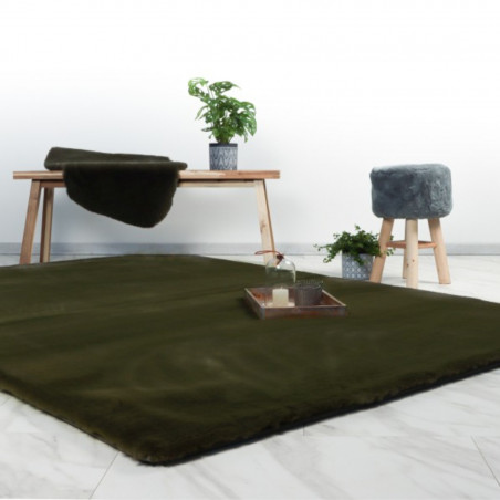 Tapis de salon - 120x170cm - Uni / Faux-uni vert émeraude Heaven par Lalee