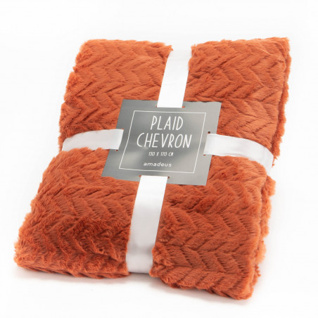 Plaid uni terracotta - 130x170cm - CHEVRON par Amadeus