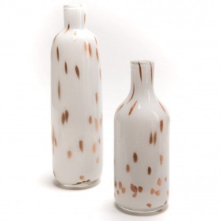 Vase contemporain blanc  et cuivre - 46x15x15cm - TAIGA par Amadeus