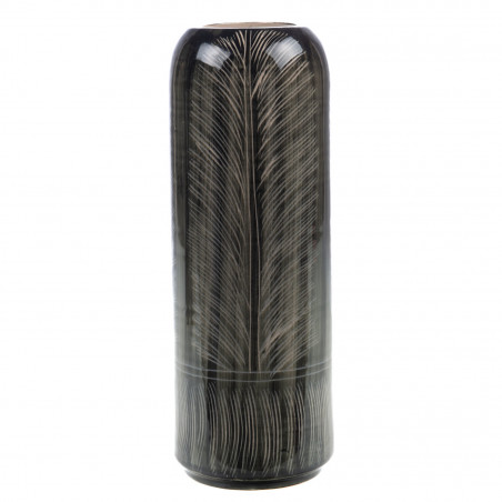 Vase contemporain vert et noir - 41x15x15cm - FEUILLE par Amadeus