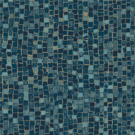 Papier peint expansé sur intissé mosaïque bleu et bleu marine REFLETS - Imprim'luxe par Ugepa - L78401