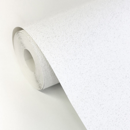 Papier peint standard uni blanc et pailletes grises BASIC - Castle par Ugepa - 350488