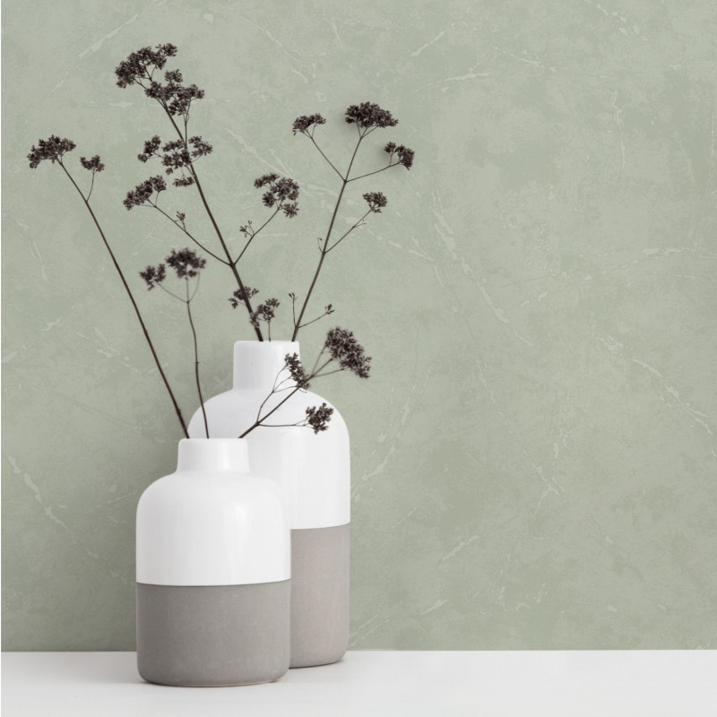 Papier peint expansé sur intissé uni vert menthe et vert irisé BASIC - Perspectives par Grandeco - A20828