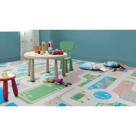 Sol Vinyle/PVC - 2m - tapis de jeux multicolore PACOLAND FORESTCITY - Iconik Confort par Tarkett