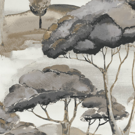 Papier peint vinyle sur intissé forêt gris et taupe FORET DE PINS - Arcadia par Grandeco - A69201