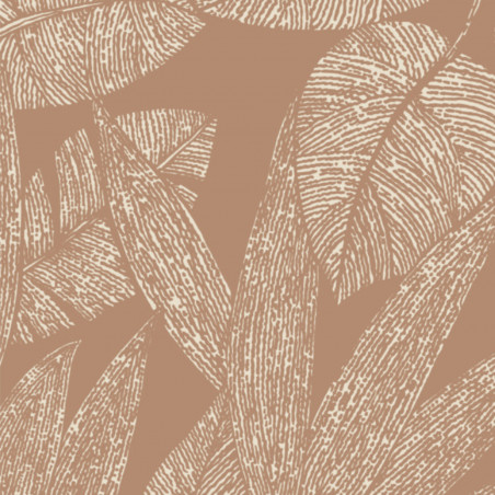 Papier peint intissé végétal terracotta et blanc OMURA - Vertical Art par Grandeco - A69502