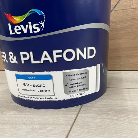Peinture mur et plafond 4+1L gratuit blanc satin - Exclusive par Levis Peinture mur et plafond 4+1L gratuit blanc satin - Exclusive par Levis