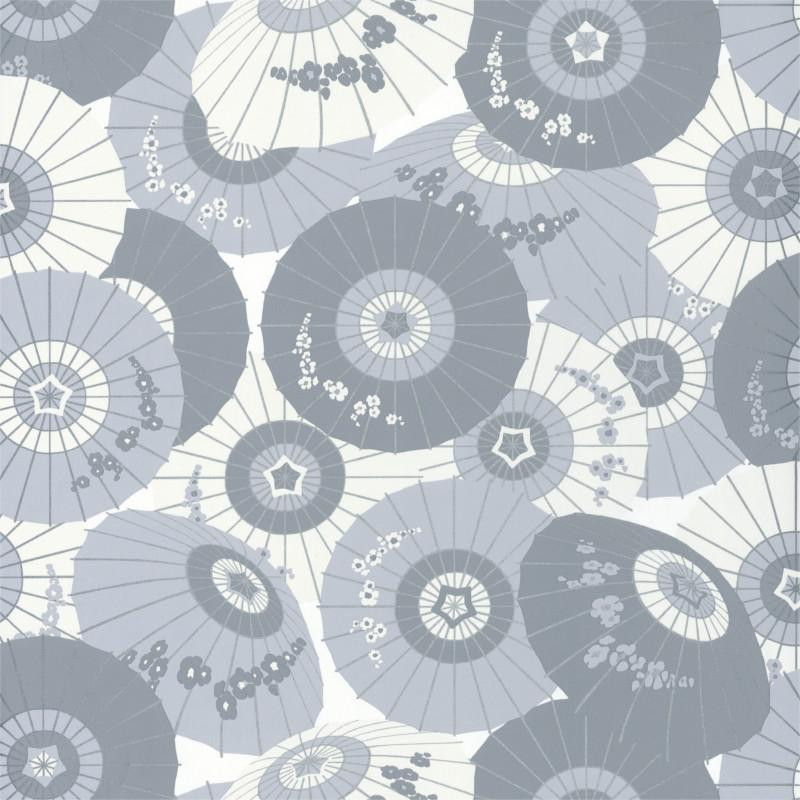 Papier peint intissé décor japonais bleu-gris et gris souris WAGAZA - Hanami par Caselio - 100329133