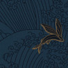 Papier peint intissé océan bleu marine et doré SUSHI - Hanami par Caselio - 100396822