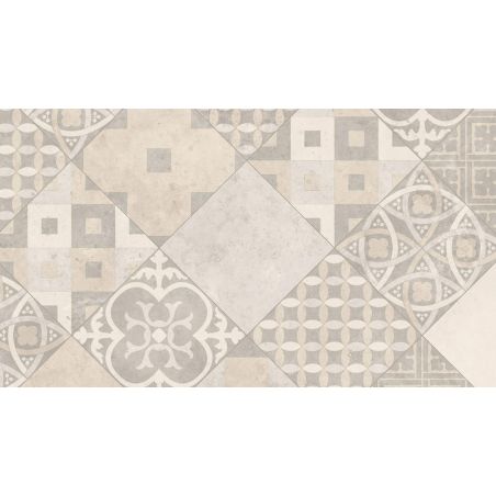 Sol Vinyle/PVC - 4m - carreaux de ciment rose poudré et gris ZARAGOZA TILE POWDER - Iconik Life par Tarkett