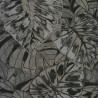 Papier peint intissé végétal noir et beige irisé FEUILLES - Panama par Casadeco - 81079531