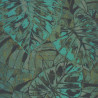 Papier peint intissé végétal émeraude et vert mousse FEUILLES - Panama par Casadeco - 81077509
