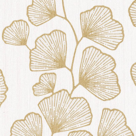 Papier peint vinyle sur intissé végétal beige et or GINKGO - Scarlett par Caselio - 100481026