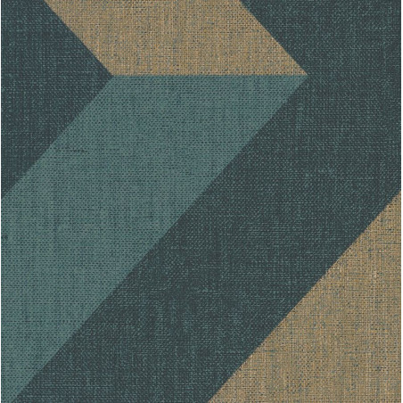 Papier peint vinyle sur intissé géométrique bleu et doré GROOVE - Moove par Caselio - 101346913