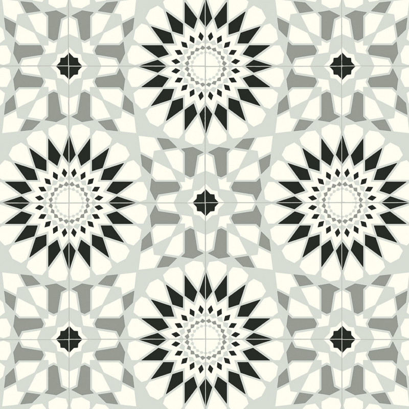 Sol Vinyle/PVC - 3m - carreaux de ciment noir et blanc VIDIMUS 597 Smart Colori par IVC