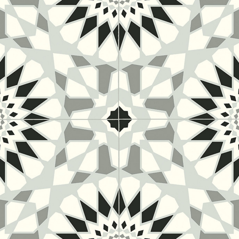 Sol Vinyle/PVC - 3m - carreaux de ciment noir et blanc VIDIMUS 597 Smart Colori par IVC