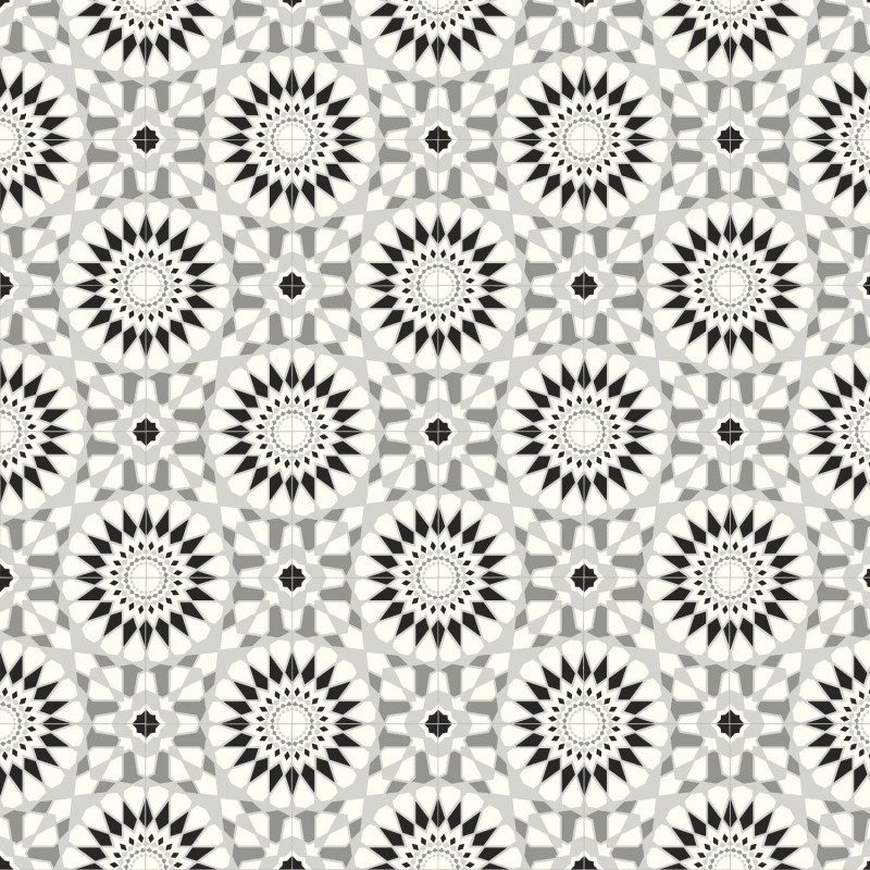 Sol Vinyle/PVC - 3m - carreaux de ciment noir et blanc VIDIMUS 597 Smart Colori par IVC