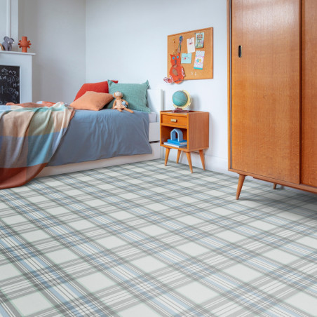 Sol Vinyle/PVC - 2m - tartan beige et bleu TWEED 592 Smart Younique par IVC Sol Vinyle/PVC - 2m - tartan beige et bleu TWEED 592 Smart Younique par IVC