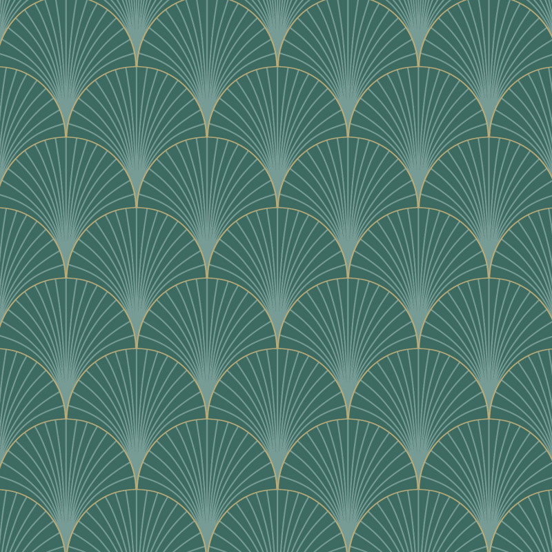 Papier peint vinyle sur intissé art déco vert émeraude et doré PROSPERITY - Elégance par Caselio - 105267129