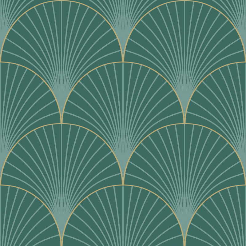 Papier peint vinyle sur intissé art déco vert émeraude et doré PROSPERITY - Elégance par Caselio - 105267129