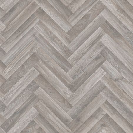 Sol Vinyle/PVC - 4m - parquet chevron gris clair et gris acier CHEVRON 607M - Optima Dynasty par Beauflor