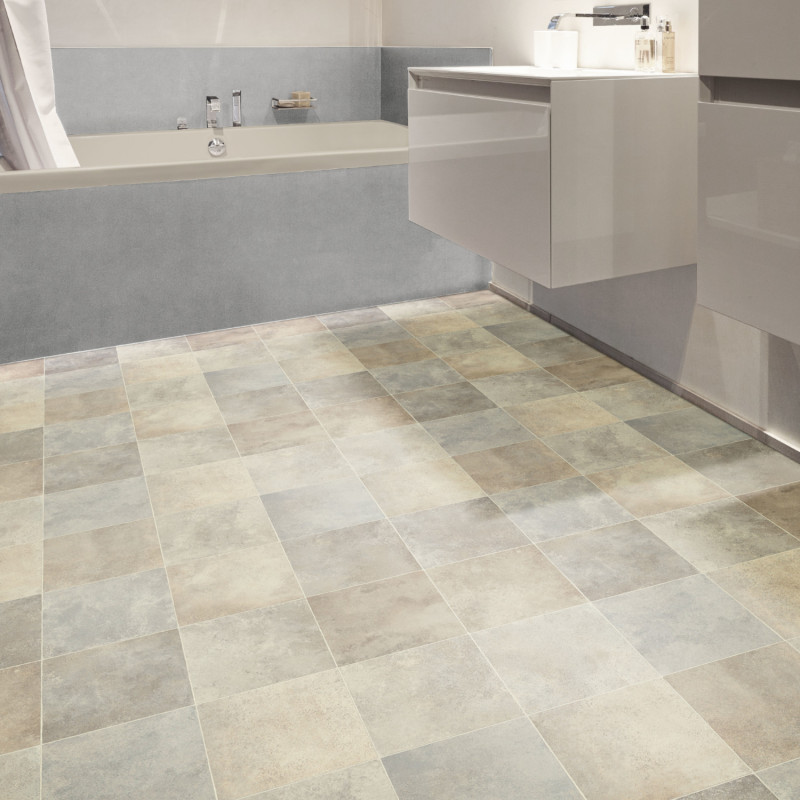 Sol Vinyle/PVC - 3m - carrelage beige ZALA 127L - Optima Silvertex par Beauflor