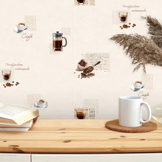 Papier peint expansé sur intissé tasses à café COFFEE - Charme par Ugepa - M82507