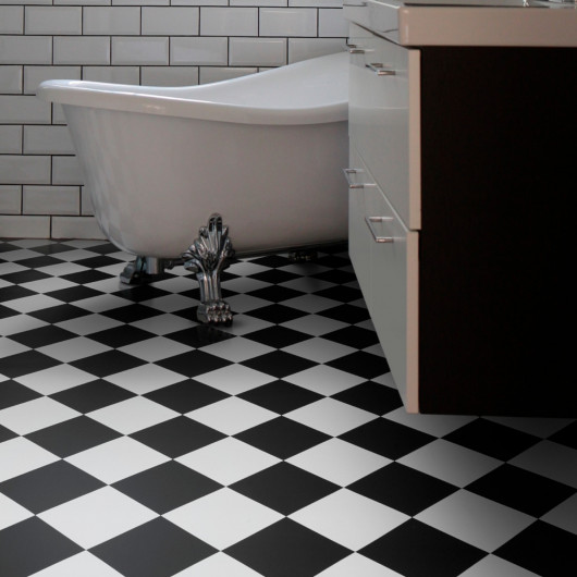 Sol Vinyle/PVC - 4m - carrelage damier noir et blanc YORK ARTIFACT T99 - ZEBRA par IVC