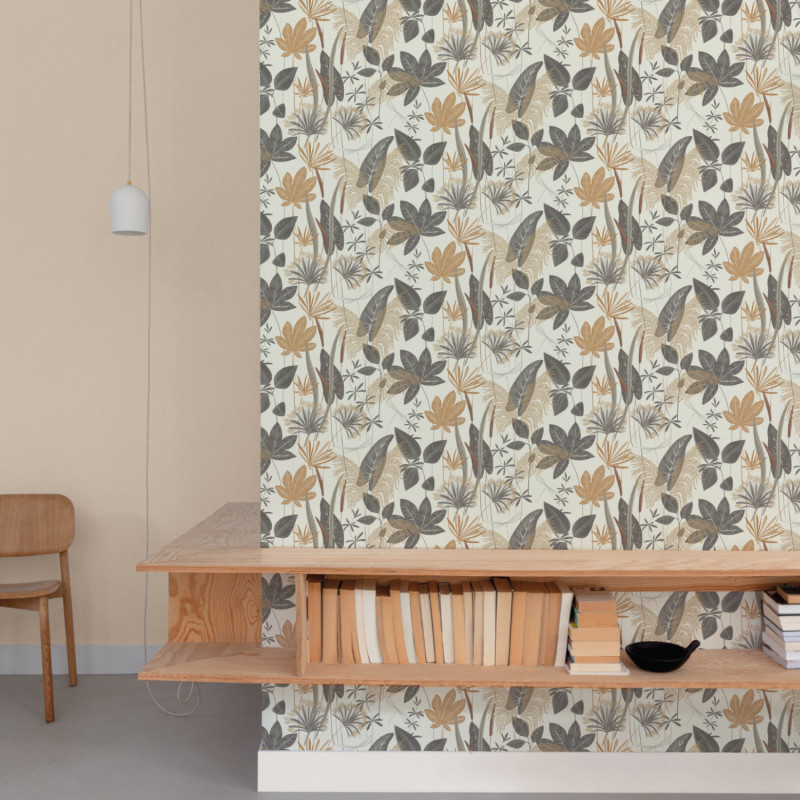 Papier peint intissé végétal marron et noir LOMA - Wall Fashion par Grandeco - A70701