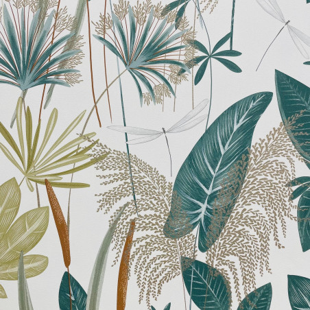 Papier peint vinyle sur intissé végétal vert et marron LOMA - Wall Fashion par Grandeco - A70702