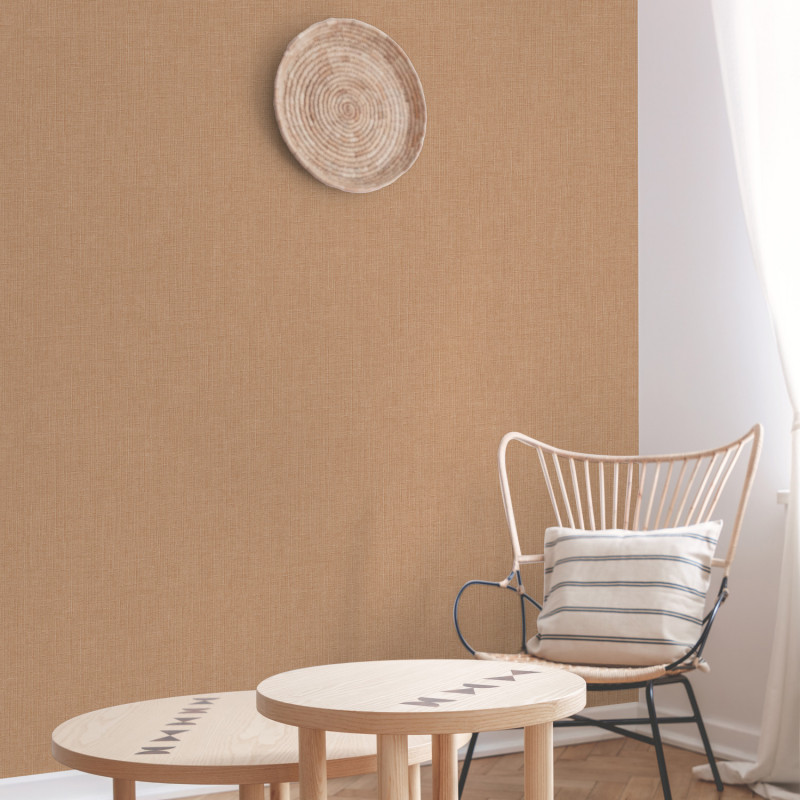 Papier peint vinyle sur intissé uni lin foncé BASIC   - Arcadia par Grandeco - A71010