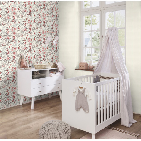 Papier peint intissé floral rouge et rose ALBIZIA - Symphony par Rasch - 869118